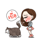 Yuri with mom and cat（個別スタンプ：40）