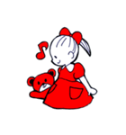女の子とテディベア（個別スタンプ：3）