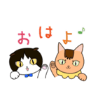 ちゃいろ と しろくろのねこ（個別スタンプ：3）
