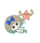 カラフルな女の子と星（個別スタンプ：1）