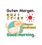 ドイツ語、日本語、英語を話すネコ（個別スタンプ：1）