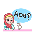 Hijab Girl with Rabbit Doll : Indonesian（個別スタンプ：3）