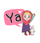 Hijab Girl with Rabbit Doll : Indonesian（個別スタンプ：4）