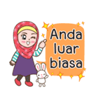 Hijab Girl with Rabbit Doll : Indonesian（個別スタンプ：6）