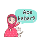 Hijab Girl with Rabbit Doll : Indonesian（個別スタンプ：9）