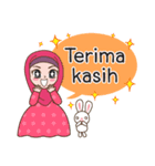 Hijab Girl with Rabbit Doll : Indonesian（個別スタンプ：12）