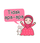 Hijab Girl with Rabbit Doll : Indonesian（個別スタンプ：14）