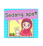 Hijab Girl with Rabbit Doll : Indonesian（個別スタンプ：15）