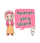 Hijab Girl with Rabbit Doll : Indonesian（個別スタンプ：18）