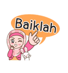 Hijab Girl with Rabbit Doll : Indonesian（個別スタンプ：19）