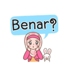 Hijab Girl with Rabbit Doll : Indonesian（個別スタンプ：20）