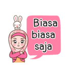 Hijab Girl with Rabbit Doll : Indonesian（個別スタンプ：21）