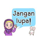 Hijab Girl with Rabbit Doll : Indonesian（個別スタンプ：27）