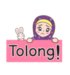 Hijab Girl with Rabbit Doll : Indonesian（個別スタンプ：28）