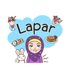 Hijab Girl with Rabbit Doll : Indonesian（個別スタンプ：32）