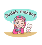 Hijab Girl with Rabbit Doll : Indonesian（個別スタンプ：33）