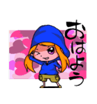 青いパーカーの女の子（個別スタンプ：3）