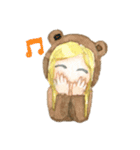 white and brown bear（個別スタンプ：1）