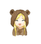 white and brown bear（個別スタンプ：4）