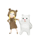 white and brown bear（個別スタンプ：20）