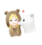 white and brown bear（個別スタンプ：23）