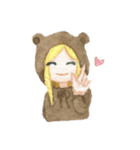 white and brown bear（個別スタンプ：33）