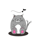 Gray - Twin tails chubby cat（個別スタンプ：8）