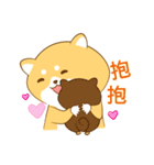 Cute Shiba Inu with its new friend ！（個別スタンプ：16）