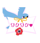 青い鳥と花 (ver2) 画像とメッセージ修正版（個別スタンプ：34）