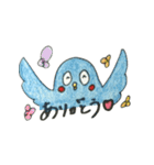 青いトリと黒いネコ（個別スタンプ：1）