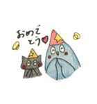 青いトリと黒いネコ（個別スタンプ：3）
