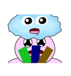 Mr. Cotton candy clouds ＆ little Ji, Q（個別スタンプ：36）