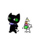 黒い猫と兎（個別スタンプ：19）