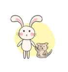 Rabbit and Cat in Love. +（個別スタンプ：1）