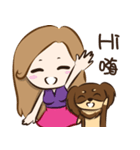 Girl and Dachshund（個別スタンプ：1）