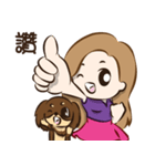 Girl and Dachshund（個別スタンプ：2）