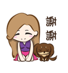 Girl and Dachshund（個別スタンプ：9）