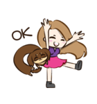 Girl and Dachshund（個別スタンプ：16）