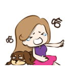 Girl and Dachshund（個別スタンプ：22）