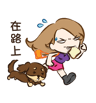 Girl and Dachshund（個別スタンプ：25）