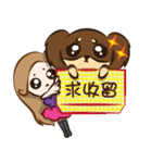 Girl and Dachshund（個別スタンプ：28）