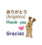 日本語、英語、スペイン語を話す犬（個別スタンプ：9）