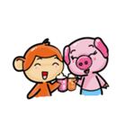 Monkey and Pig Nori AiKa 2（個別スタンプ：38）