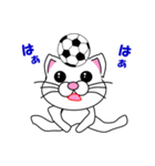 しろ猫のサッカー（個別スタンプ：21）