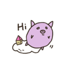 a purple pig,a cloud and house（個別スタンプ：1）