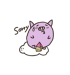 a purple pig,a cloud and house（個別スタンプ：7）