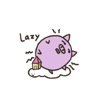 a purple pig,a cloud and house（個別スタンプ：12）