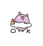 a purple pig,a cloud and house（個別スタンプ：15）