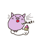 a purple pig,a cloud and house（個別スタンプ：18）