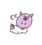 a purple pig,a cloud and house（個別スタンプ：22）